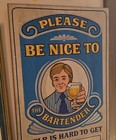 Pabst Blue Ribbon Pbr Wood Wooden Sign Please Be Nice To Bartender Mancave Vtg