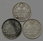 3 Canada Five Cent Coins  1904 Edward Vii  1914   1919 George V     925 Silver