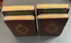 Vintage Italian Borghese Style Plaster Bookends Set Faux Leather Bound Books