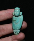 2  Old Chinese Green Turquoise Carved Fengshui People Statue Pendant