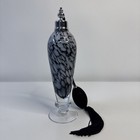 Vintage Gray black Swirl Murano Style Glass Perfume Bottle Atomizer W tassel 9   