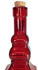 Red Glass Decorative Bottle 11 3 4    Tall With Raised Design W  Cork Handcrafted