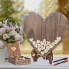 Heart Shape Wedding Guest Book Kit Rustic Sweet Decor W  Wooden Card Box   Pens