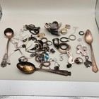 239g Scrap 925 Sterling Silver Jewelry Lot Spoons Rings Chains Earrings