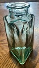 Green Glass Triangular Bottle Vase  Approx  5 In Tall Decorative Bottle
