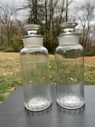 Apothecary Medicine Pharmacy Rx  Rare Scallop Bottom 2 Jars W stopper Pat   d 1891