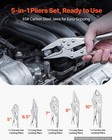 Vevor Locking Pliers Set 5-piece Pliers Tool Set Curved Jaw And Long Nose Pliers