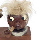 Vtg Character Teak Wood Carved Bottle Cork Stoppers Pour Spout Goofy Guys