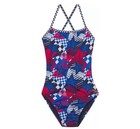 New Speedo Women s Printed Double X Back One Piece Swimsuit Size 30