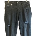 Black Distressed Ripped Skinny Jeans Trendy Casual Denim Pants