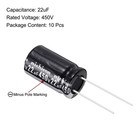 10pack 22uf 450v Capacitor Aluminum Electrolytic Capacitors 105c High Temp