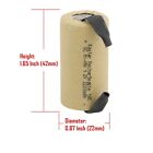 Kastar 1 2volt 2200mah  Rechargeable Battery Sub C Sc Cell  flat Top  With Tabs