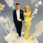 Vintage 1950 Wedding Cake Topper Bride Groom Coast Novelty Venice Ca Floral 8 