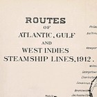 1912 Steamship Map Texas - Florida - West Indies - Newport News - Boston