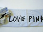 Rare Victoria Secret Pink Boyfriend Blue Black Brush Logo Sweat Pant Open Leg M