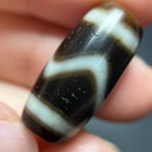 Magic Tibetan Old Agate Ivory Color Water Wave Totem Dzi Bead11 23mma3