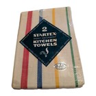 Vtg New Nos Startex Kitchen 6 Towel Lot Cotton  Mcm Open Multicolor Stripe Read