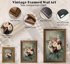 Vintage Gold Framed Flowers Wall Art Vintage Moody Flower Print Painting Canv   