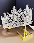 Princess Tiara  Silver Wedding Tiara  Pageant Crown  Crystal Bridal Hairpiece