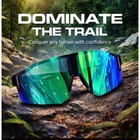 Cycling Sunglasses Unisex Black Wraparound Shield Green Lens