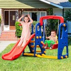 3 In 1 Junior Children Climber Slide Swing Seat Basketball Hoop Playset Backyard