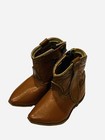 Vtg 1950   s Infants Size 1 Leather Cowboy Boots Brown Zip Snap Pointed Toe Photos