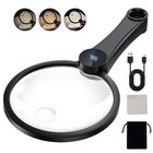 Lighted Magnifying Glass 10x 20x 45x - Large Handheld Magnifier With Led Light
