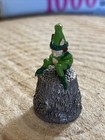 Thimble Pewter Fairy Elf On Tree Stump