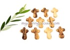 20 Small Pocket Holding Size Comfort Crosses Made Of Genuine Olive Wood