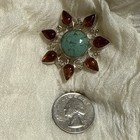 Sajen Sterling Vintage Brooch Carnelian And Turquoise  925