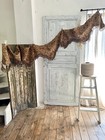 Antique French Floral Jacquard Valance Braid Pompoms Basked C1850