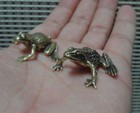 Vintage Style Pair Solid Brass Copper Cute Toad Frog Statues For Garden Decor