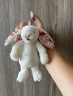 Cute White Cream Bunny Blossom Berry Keychain Charm Jellycat Kawaii Gift Nwt