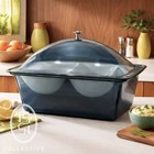 Tasty Temp Vintage 60s 70s Domed Double Serving Container - Smoked Black  blue 