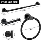 5 Pcs Black Bathroom Hardware Set Stainless Steel Towel Bar Towel Racks Hooks