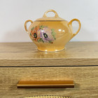 Antique Z s    Co Bavaria Porcelain Luster Sugar Bowl Lid Floral Poppies