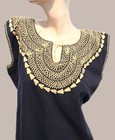 Mexican Hand Embroidered Women s Dress One Size Navy Blue 