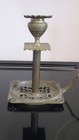 Antique  Large Pierced Brass Bronze Ornate Hand Candle Holder  Chamberstick