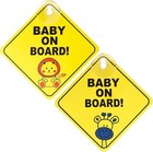 Highly Visible 2-pack Baby On Board Warning Signs With Strong Suction Cups