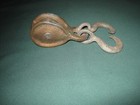 Vintage Nautical Marine Brass Single Pulley Block With Scissor Hooks Usa