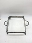 Silver Plated Footed Pierce Casserole D Square Dish Holder W handles Vintage 