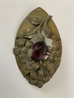 Vintage antique Victorian Art Nouveau Metal Faceted Amethyst Sash Pin brooch
