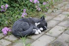 Hi-line Gift Ltd Lying Cat Sleeping Statue Black white 87728-a