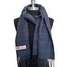 100  Cashmere Winter Scarf Wrap Made In England Plaid Blue coffee Soft Warm Wool