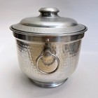Vintage Mcm Hammered Aluminum Insulated Ice Bucket lid Handmade Italian