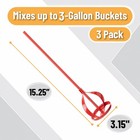 Paint Mixer  3 Pack  1 To 3 Gallon Buckets Mud Mixer Drill Attachment  Stirring