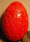 Chinese Red Cinnabar Lacquered Egg Antique Hand Carved Gigantic Size Magnificent