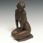 Go Takahashi Toshigoro Seated Female Bronze Sculpture H15 0in W box Japan