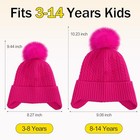 Toddler Knitted Beanie With Ear Flaps Girls Rainbow Pompom 8-14 Years Hot Pink