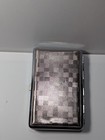 Metal Cigarette Case Checkered Pattern Slim Pocket Card Holder Silver Black